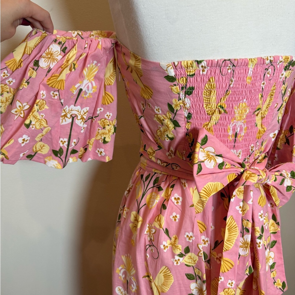 Elegant Strapless Pink Floral Dress - Picture 5 of 5